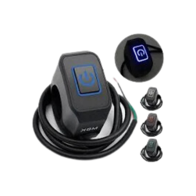 BOTONERA ON/OFF MOTO NEGRA RETROILUMINADO AZUL – HP PLUS