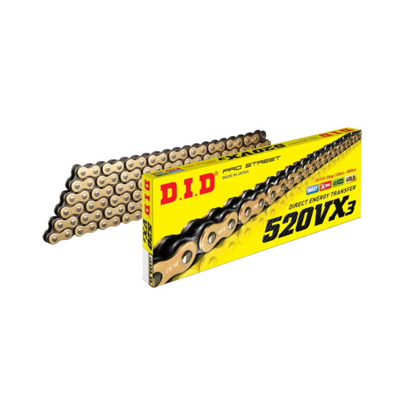 CADENA 520VX3-124JP X RING D.I.D DORADA INCLUYE CANDADO REMACHADO