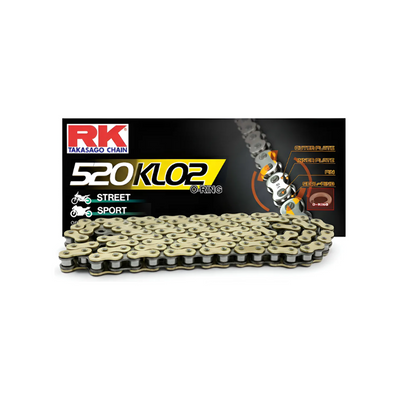 CADENA TRANSMISION MOTO RK 520-120 KLO2 DORADA O-RING