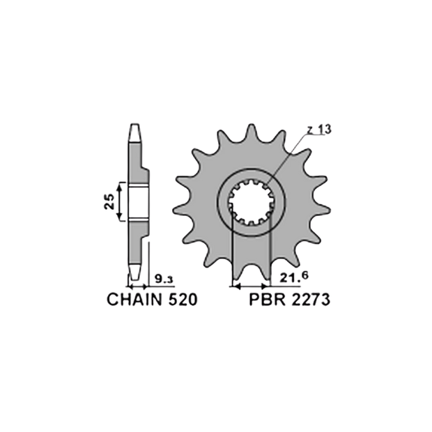 PIÑON ATAQUE 14D PBR ITALIA 520 Kawasaki ninja 300/Versys300 YamahaR3-MT03