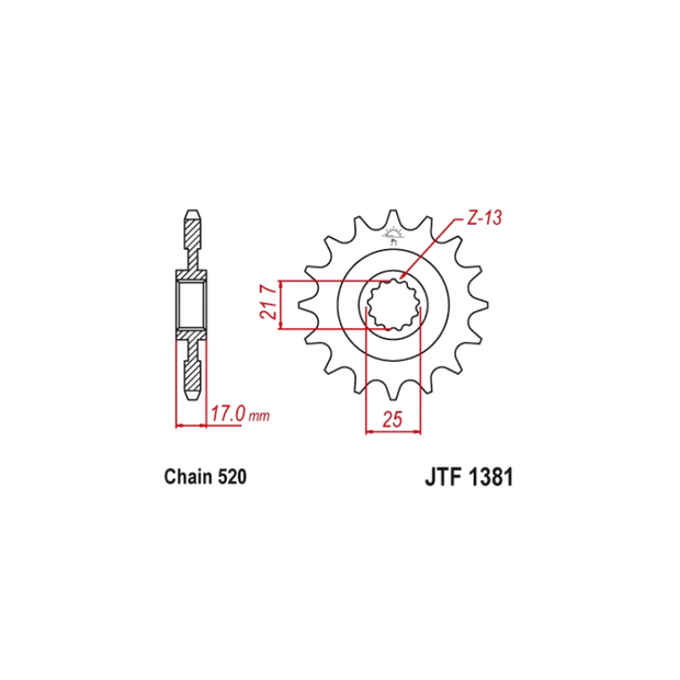 PIÑON ATAQUE JT SPROCKETS JTF1381.15R HONDA CB500/R/S/X