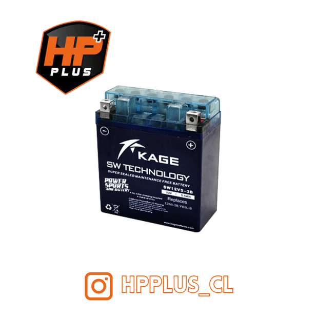 BATERIA KAGE SW12V5-3B 12V 5AH 80CCA (YB5L)